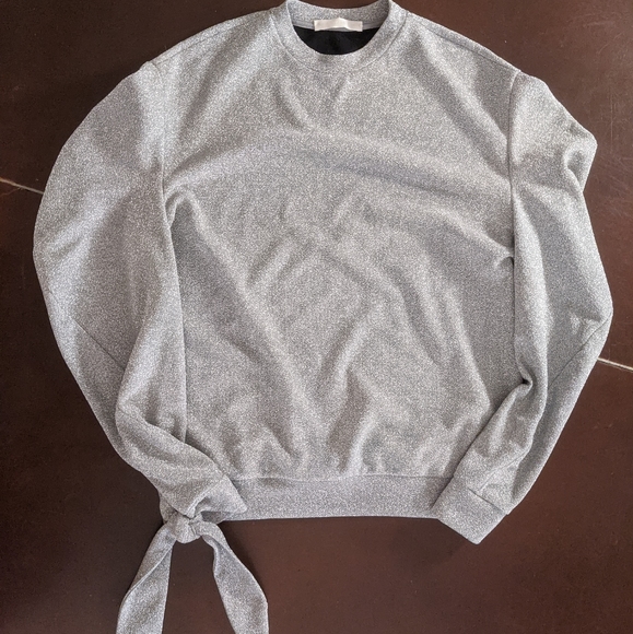 Nwot Ssense ych lurex rick Owens minimalist metallic silver sweatshirt top S 36 - Picture 5 of 7